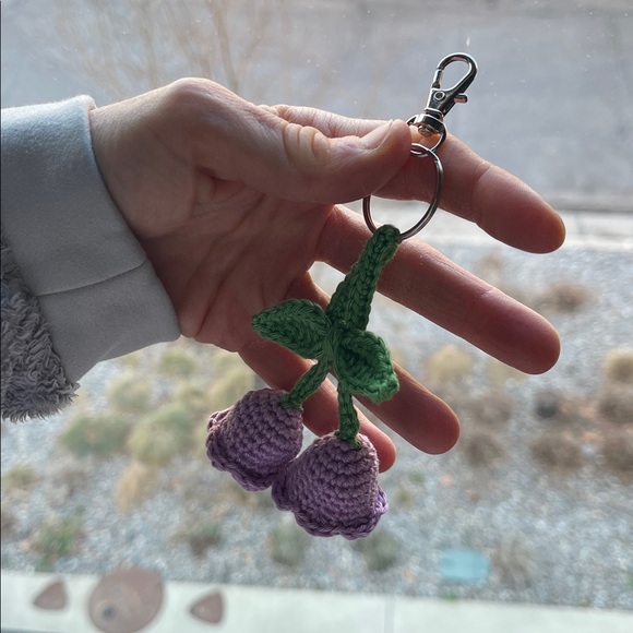 Handcrafted Crochet Lily of the Valley Bag Charm with Flower Accessory Keychain - Picture 8 of 8